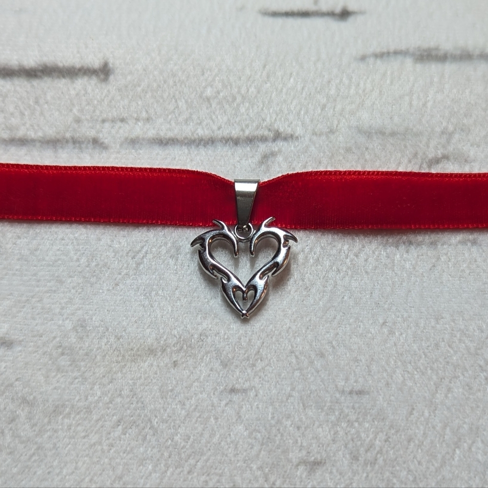Stainless Steel Choker Heart
